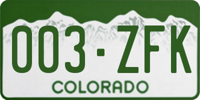 CO license plate 003ZFK