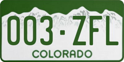 CO license plate 003ZFL