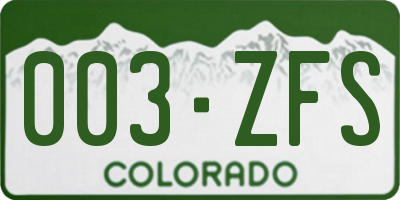 CO license plate 003ZFS