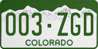 CO license plate 003ZGD