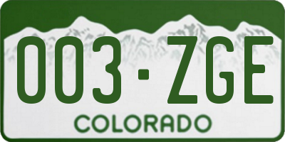 CO license plate 003ZGE