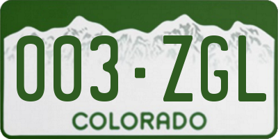 CO license plate 003ZGL