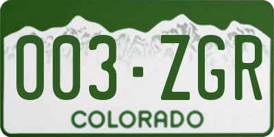 CO license plate 003ZGR