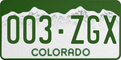 CO license plate 003ZGX