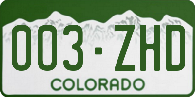 CO license plate 003ZHD