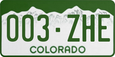 CO license plate 003ZHE