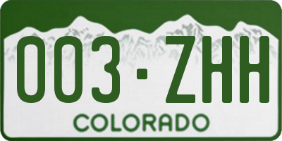 CO license plate 003ZHH
