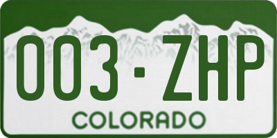 CO license plate 003ZHP