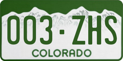 CO license plate 003ZHS