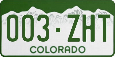 CO license plate 003ZHT