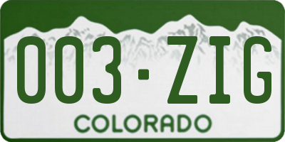 CO license plate 003ZIG