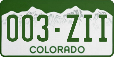 CO license plate 003ZII