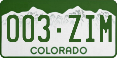 CO license plate 003ZIM