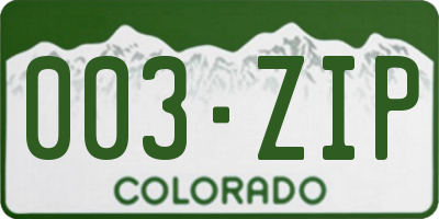 CO license plate 003ZIP