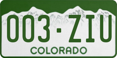 CO license plate 003ZIU