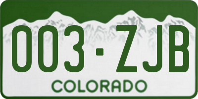 CO license plate 003ZJB