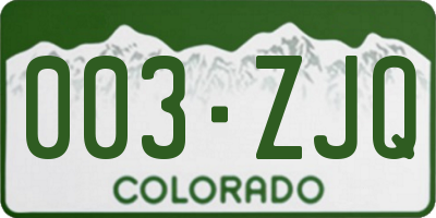 CO license plate 003ZJQ