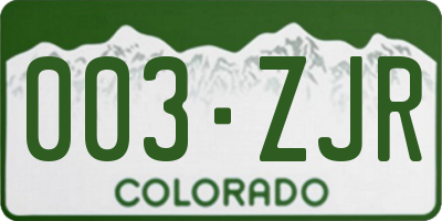 CO license plate 003ZJR