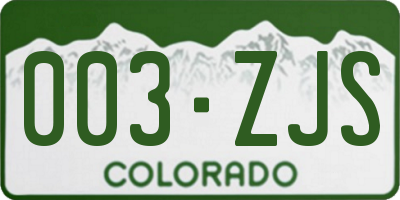 CO license plate 003ZJS