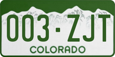 CO license plate 003ZJT