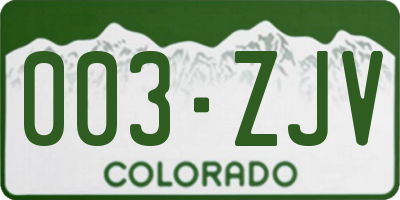 CO license plate 003ZJV