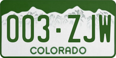CO license plate 003ZJW