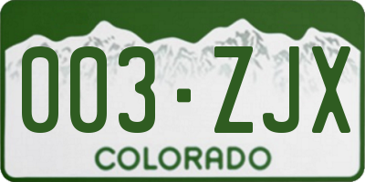 CO license plate 003ZJX