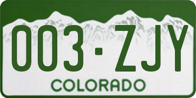 CO license plate 003ZJY