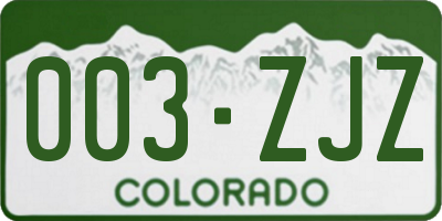 CO license plate 003ZJZ
