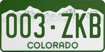 CO license plate 003ZKB