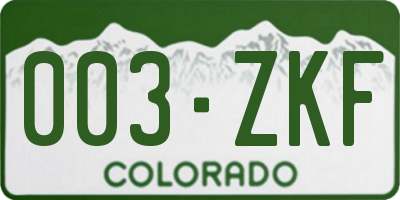 CO license plate 003ZKF