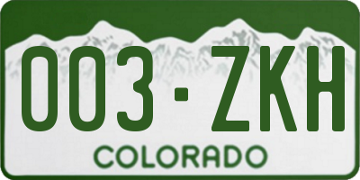 CO license plate 003ZKH