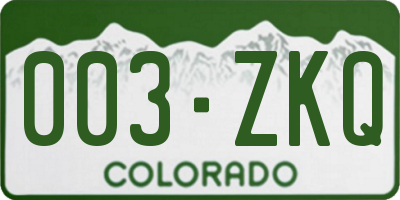 CO license plate 003ZKQ