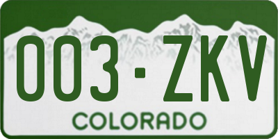 CO license plate 003ZKV