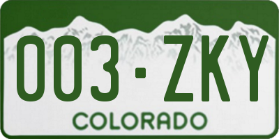 CO license plate 003ZKY