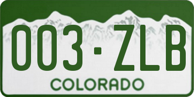 CO license plate 003ZLB