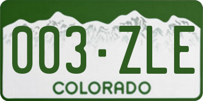CO license plate 003ZLE