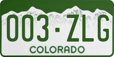 CO license plate 003ZLG