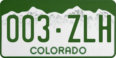CO license plate 003ZLH