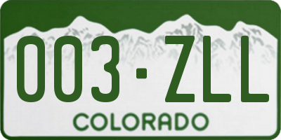 CO license plate 003ZLL