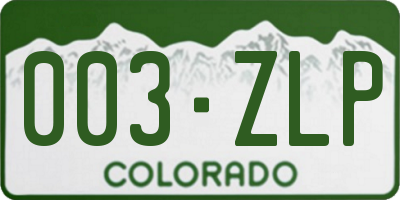 CO license plate 003ZLP