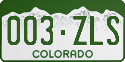 CO license plate 003ZLS