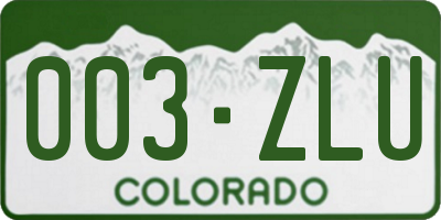 CO license plate 003ZLU