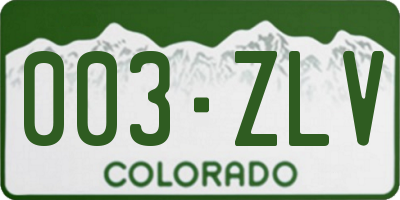 CO license plate 003ZLV