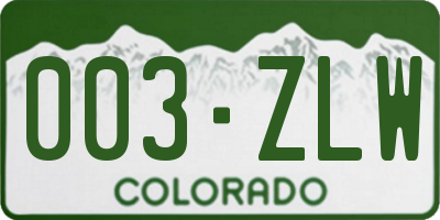 CO license plate 003ZLW