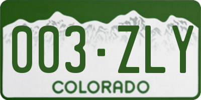 CO license plate 003ZLY