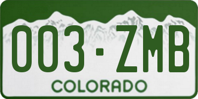 CO license plate 003ZMB