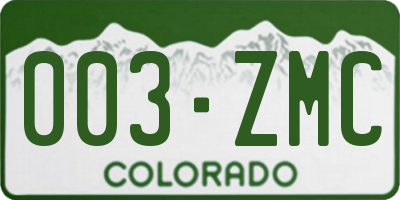 CO license plate 003ZMC