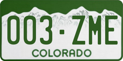 CO license plate 003ZME