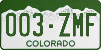 CO license plate 003ZMF